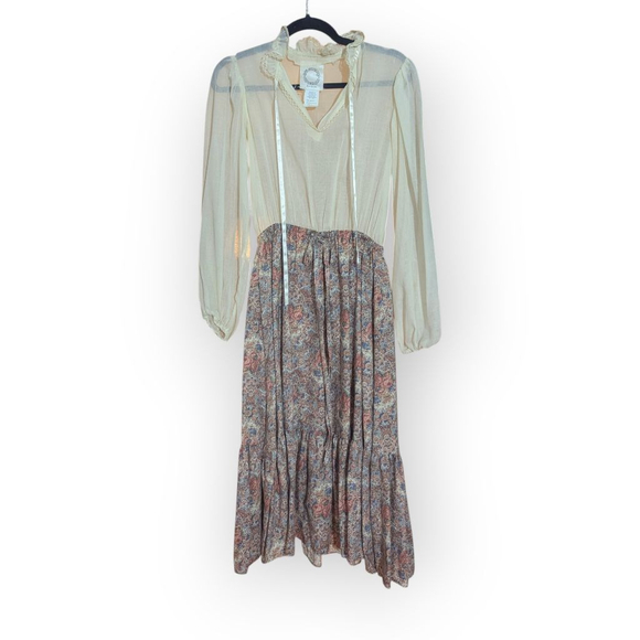 Rae Hepburn Vintage Arabesque 2 Piece Floral Dress Set Cottage Prairie 70s - Picture 2 of 10